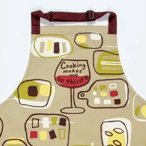 Kitchen Apron - NWT - “cooking makes me thirsty” - Colorful Graphic